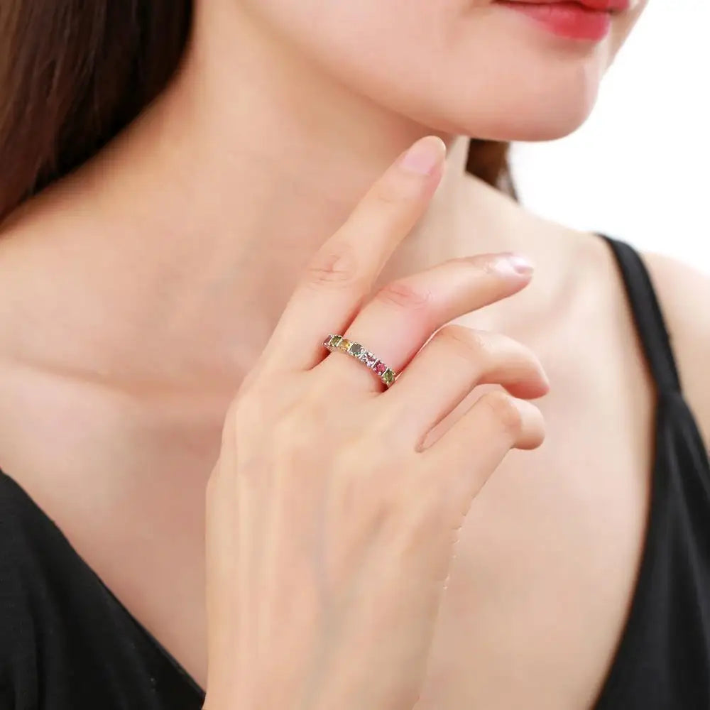 Gems Ballet Tourmaline Stackable Eternity Wedding Band Ring