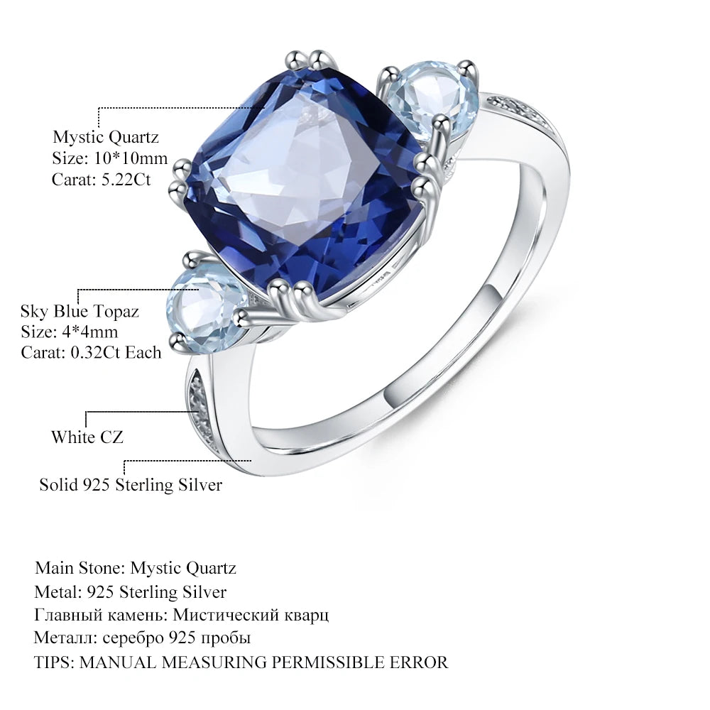 Gems Ballet Iolite Mystic Quartz Sky Topaz Cocktail Ring