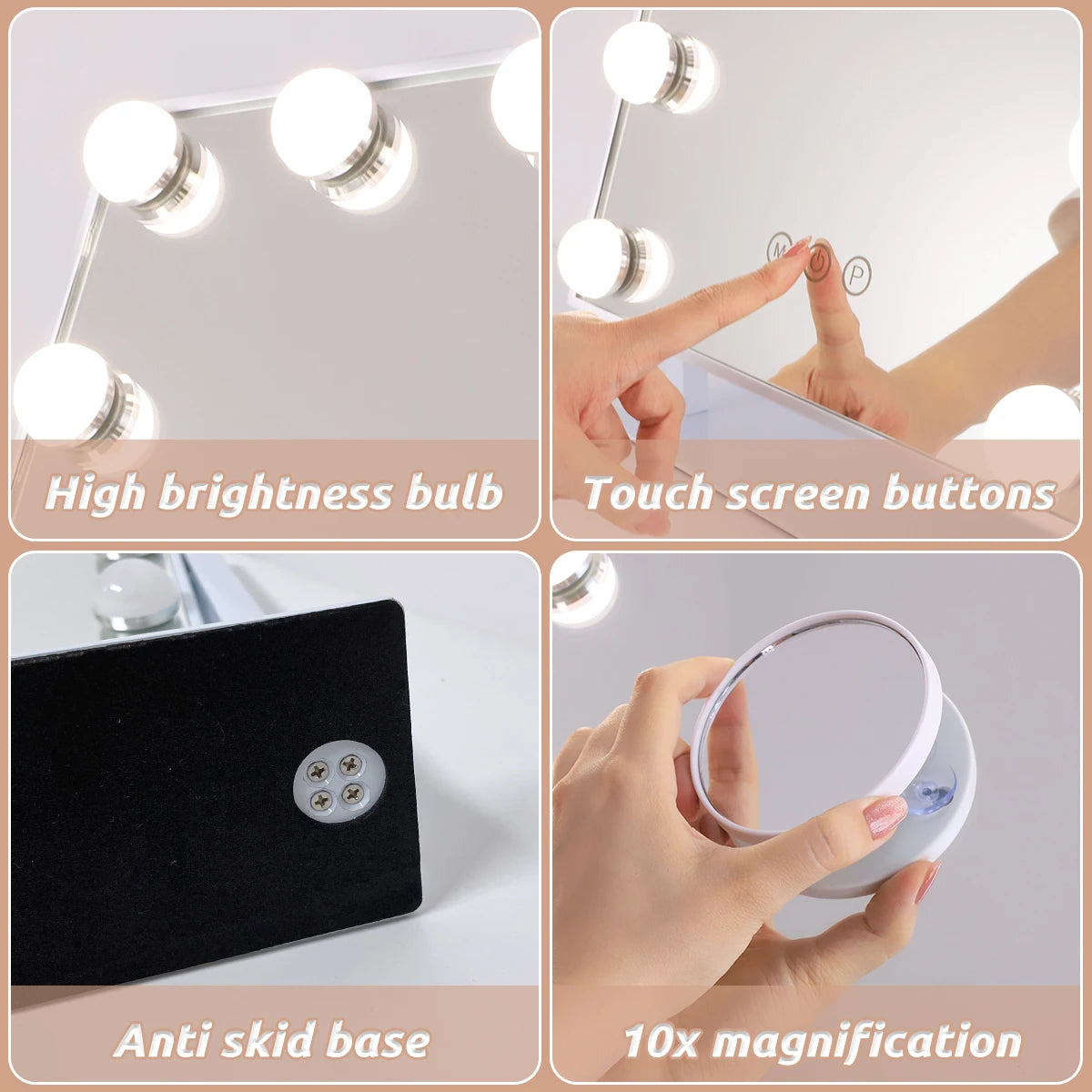 Hollywood Vanity Mirror With Lights Dimmable LED Bulbs