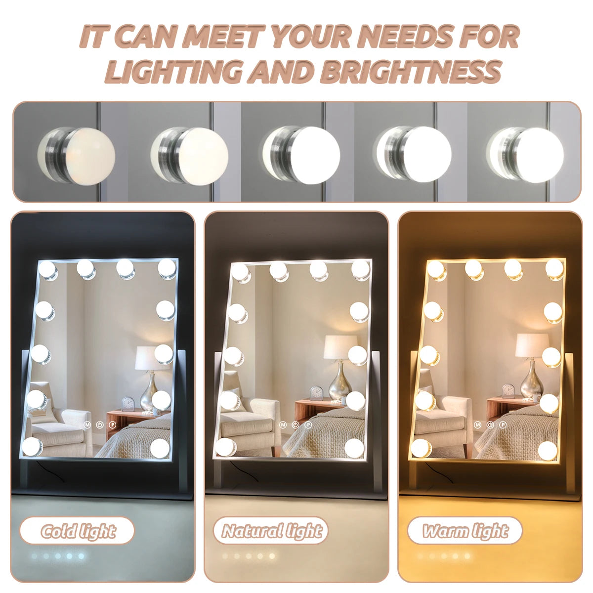 Hollywood Vanity Mirror With Lights Dimmable LED Bulbs
