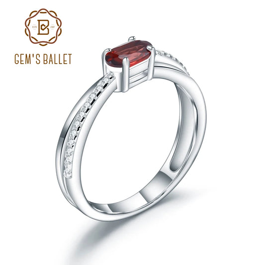 GEM'S BALLET Garnet Ring For Women Birthstone 925 Silver