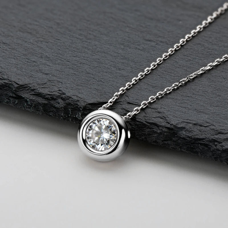 OXTAO Moissanite Pendant Necklace 925 Silver Clavicle Chain