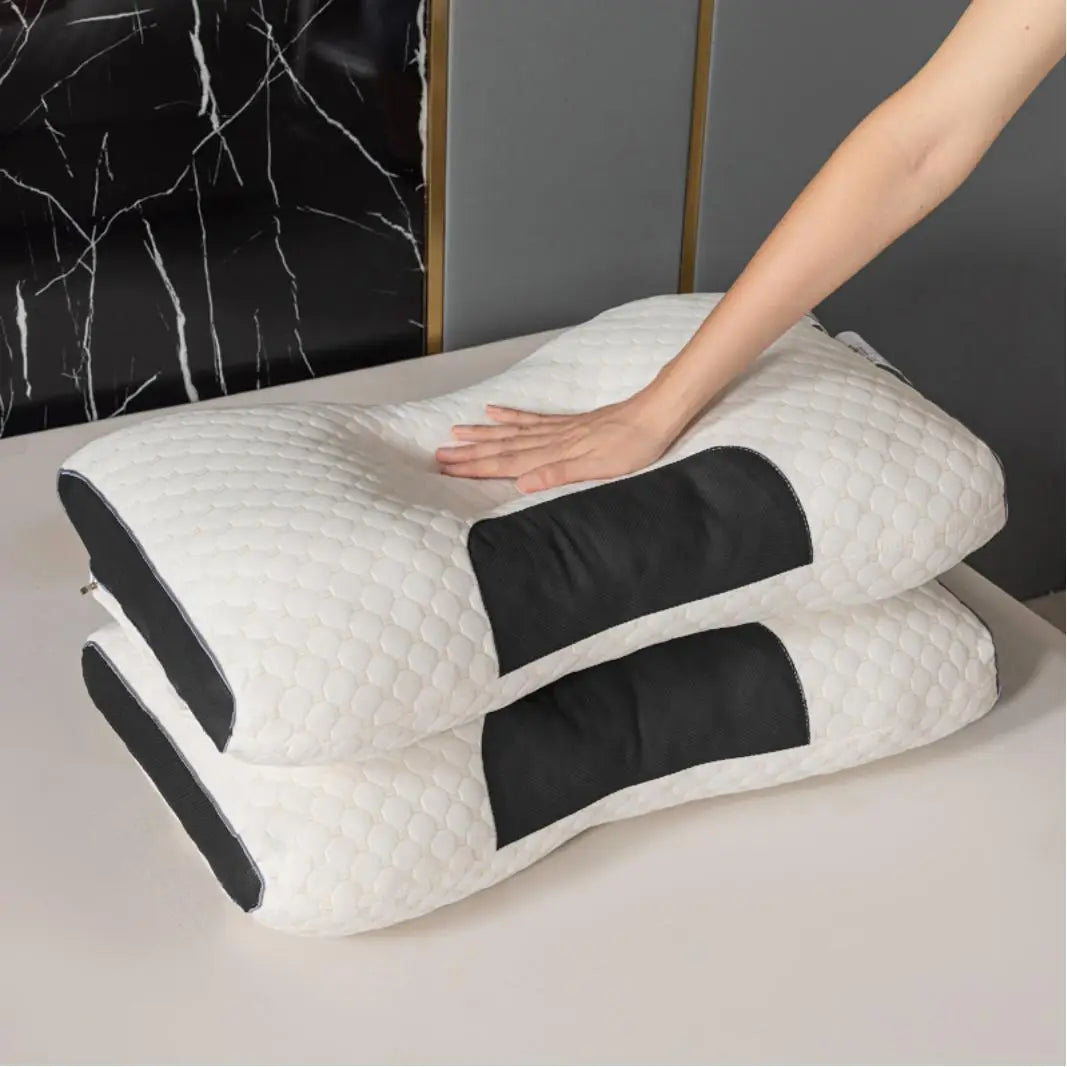 Massage Neck Pillow 2Pcs Soft Adjustable Ergonomic Knitted Orthopedic Contour Support Pillow