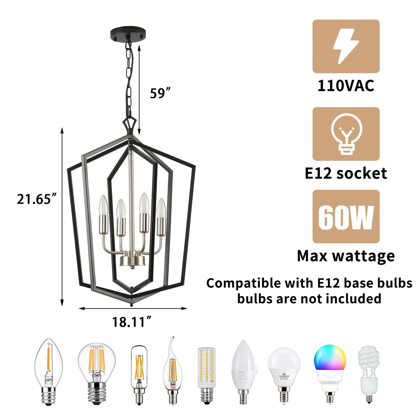 LovingC 4 Light Farmhouse Chandeliers Pendant Lighting