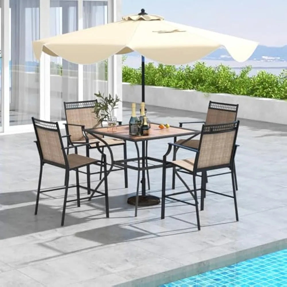 Outdoor Dining Table With Weather Resistant Metal Leg