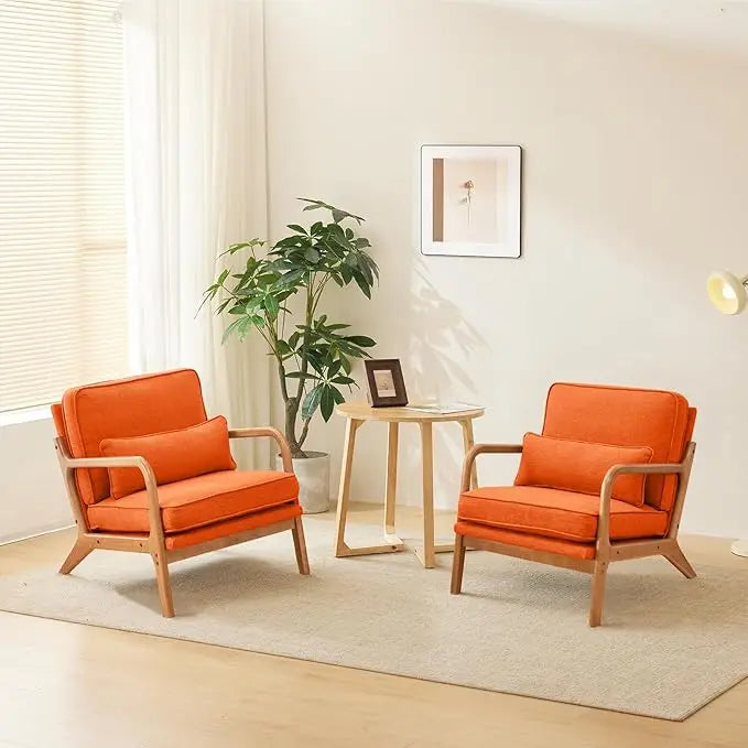 Guangbai Modern Linen Living Room Chairs Set of Two