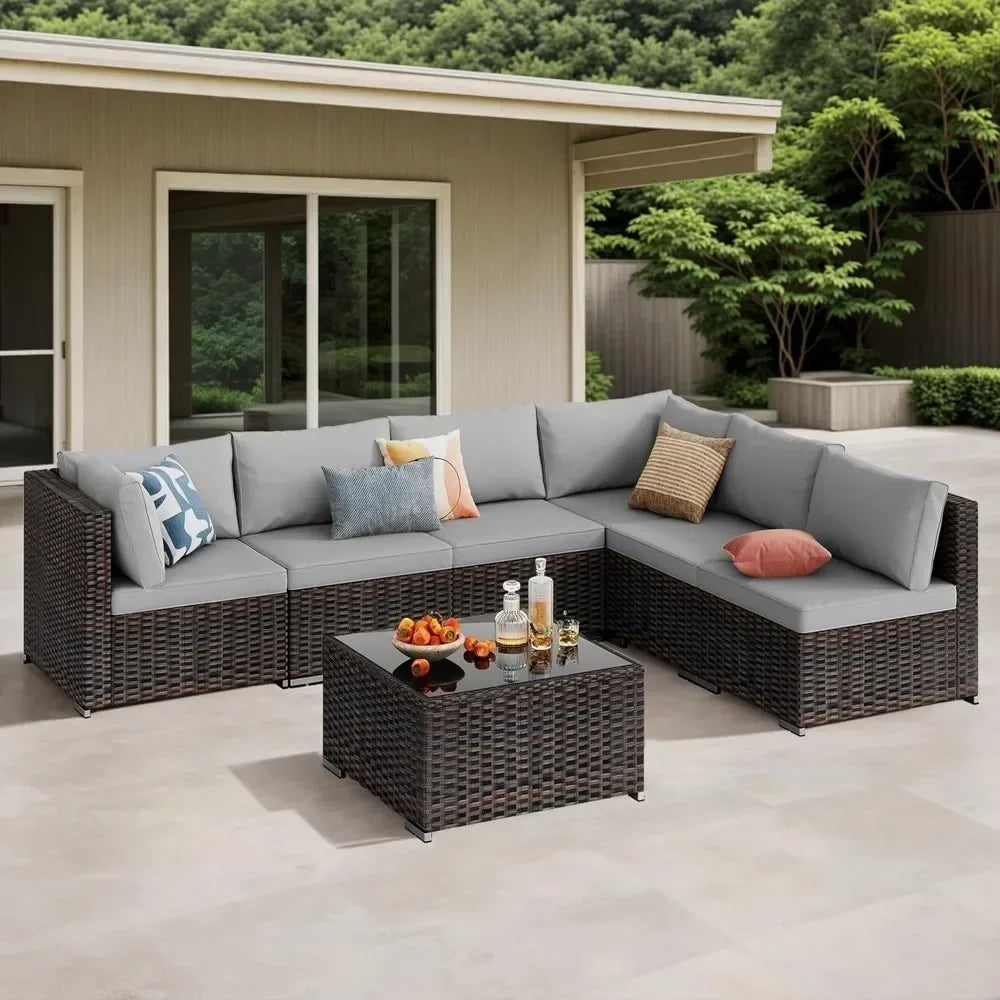 General Use Outdoor PE Rattan L Shape Patio Sectional Sofa