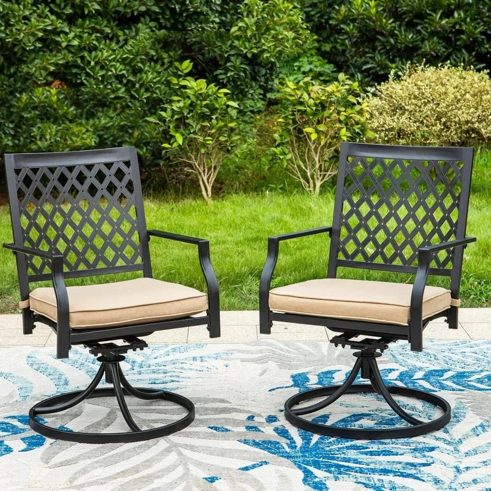 ANGDUO Outdoor Metal Swivel Chairs Set of 2 for Patio