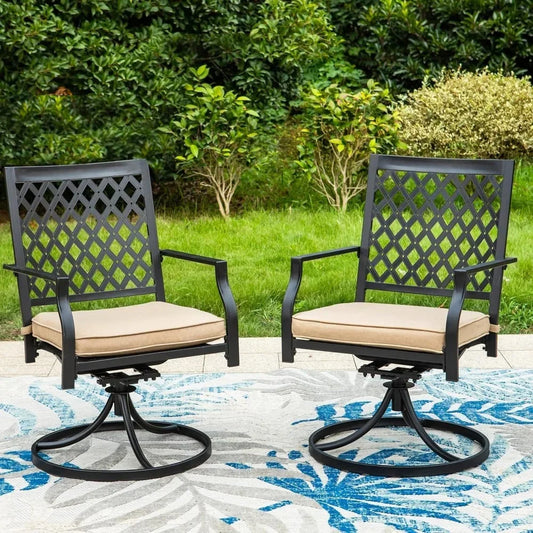 ANGDUO Outdoor Metal Swivel Chairs Set of 2 for Patio