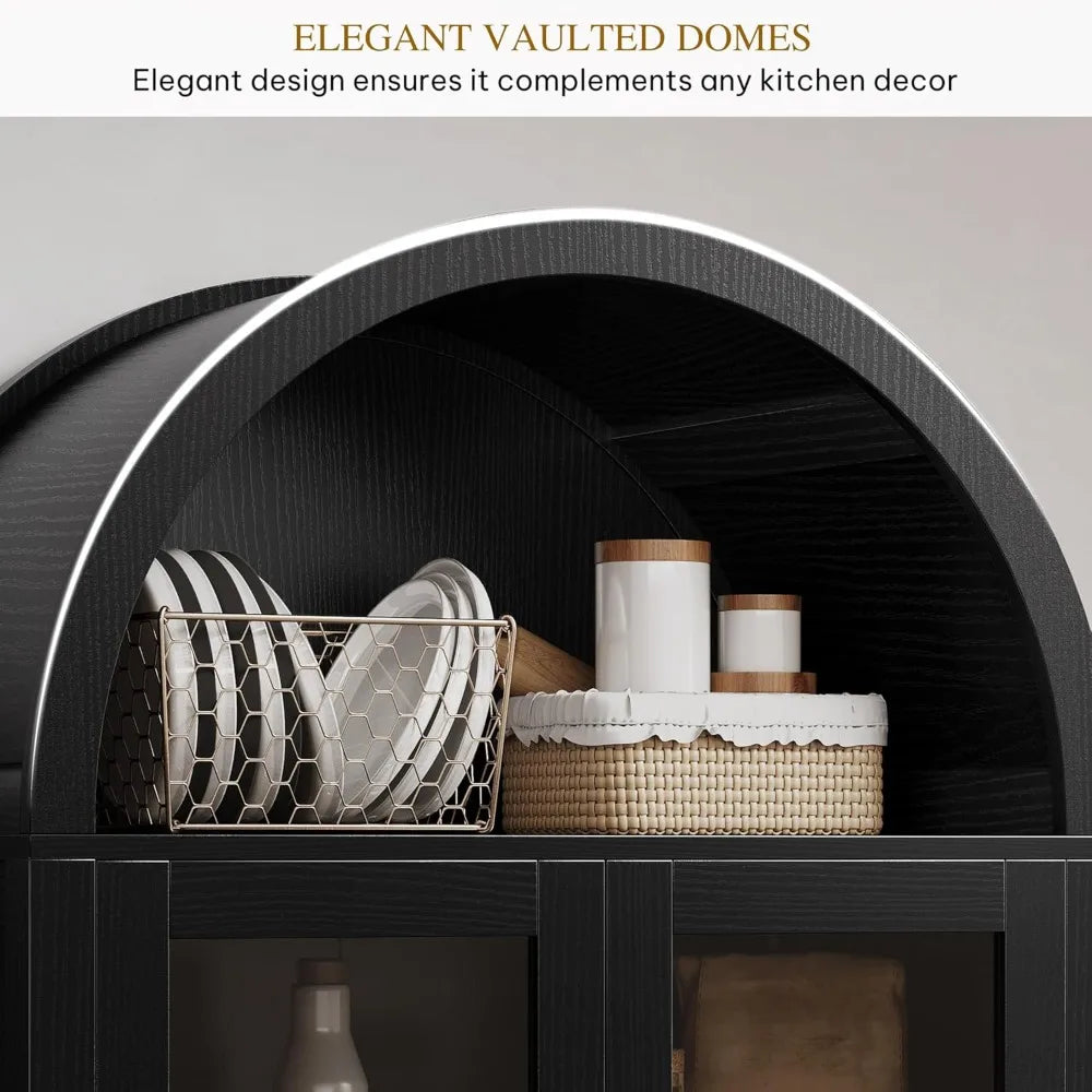 OEING Tall Arched Kitchen Pantry Cabinet With LED Light