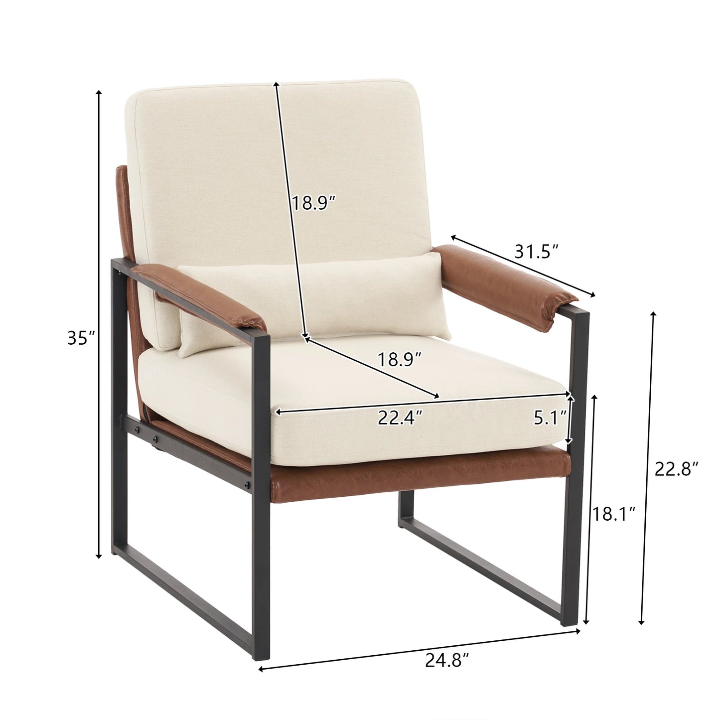 General Use Single Iron Frame Chair With Soft Leather Cover