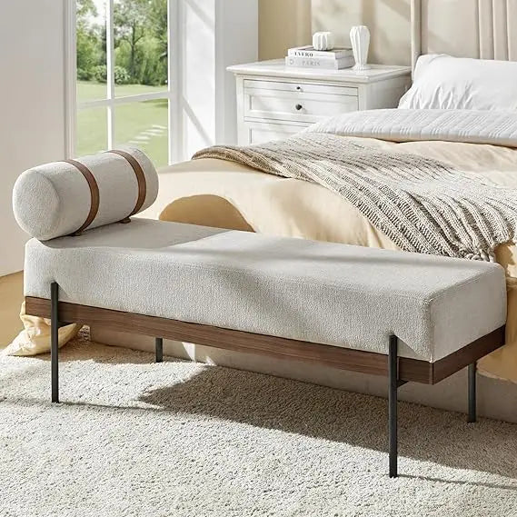 HULALA Home Upholstered Bedroom Bench Removable Pillow