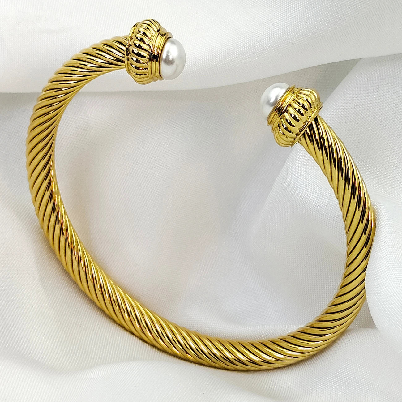 Sweet Blossoms Haven Stainless Steel Cable Bracelet