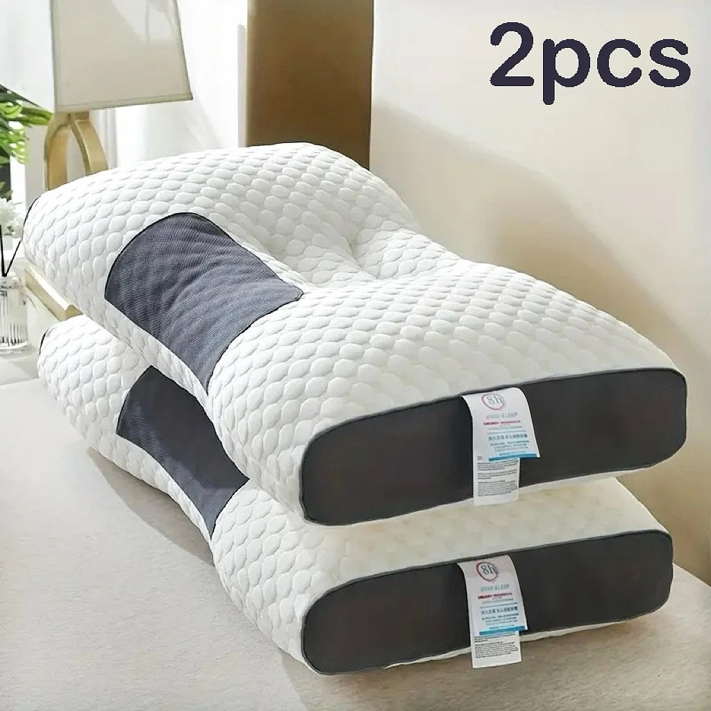 Massage Neck Pillow 2Pcs Soft Adjustable Ergonomic Knitted Orthopedic Contour Support Pillow