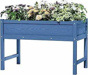 HDPE Raised Garden Bed with Legs, Outdoor All-Weather Elevated Planter Box Stand for Seeds, Herbs, Flowers, Vegetables (Black)