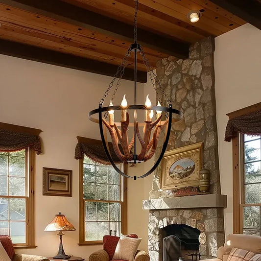 OUFU Deer Horn Pendant Lamp Rustic Industrial Chandelier