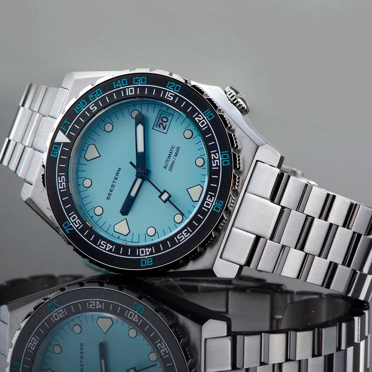 SEESTERN SUB600T V3 Mens Watch Automatic Diving Sapphire Wristwatch NH35 Movement Ceramic Bezel Luminous Date Jubilee Waterproof