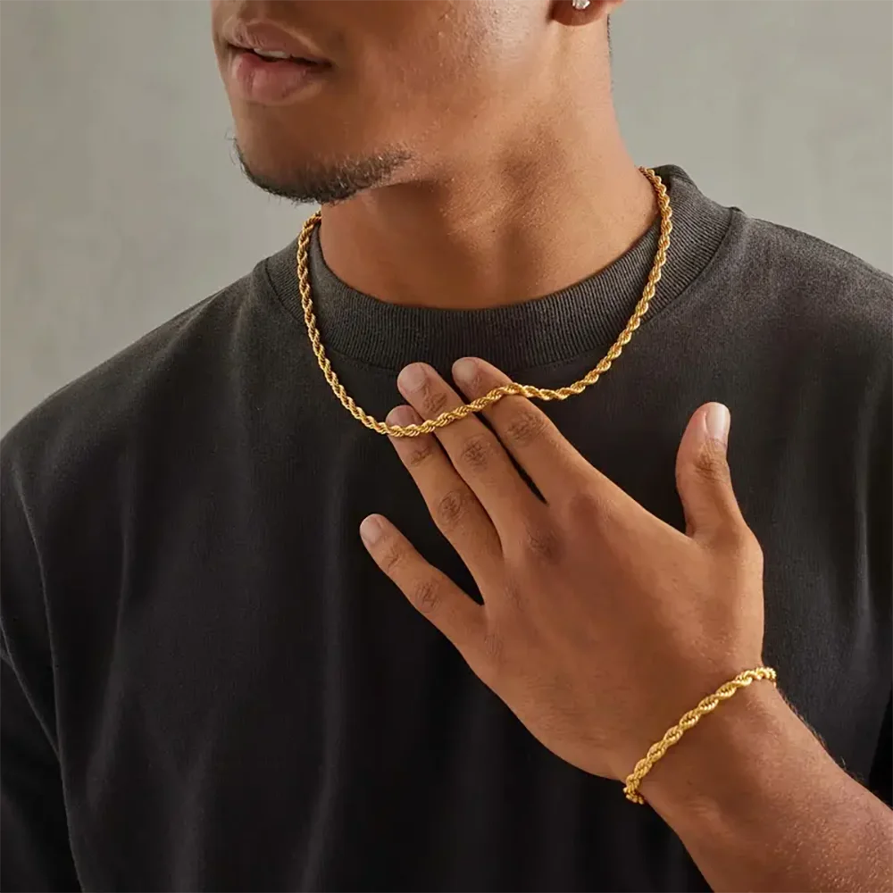 Twisted Rope Singapore Chain Necklace For Men And Women