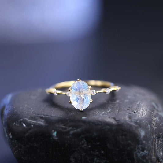 GEM'S BALLET Moonstone Ring 925 Sterling Silver Vintage