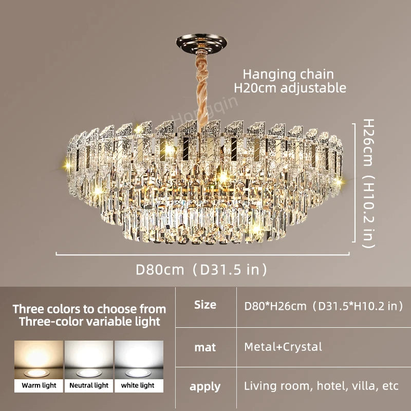 Yingxuan Crystal Pendant Light Chandelier for Living Room