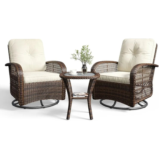 MKDK 3 Piece Patio Furniture Set Wicker Outdoor Bistro