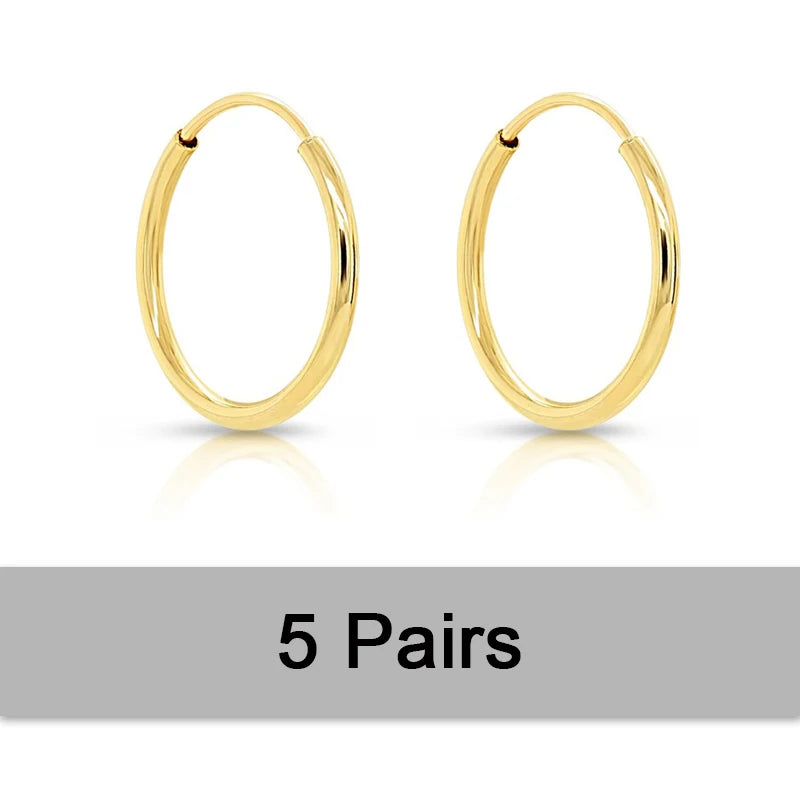 14K Gold Filled Endless Hoop Earrings 10 Size Gold Jewelry Gold Hoop Earrings Brincos Pendientes Oorbellen Boho Women Earrings