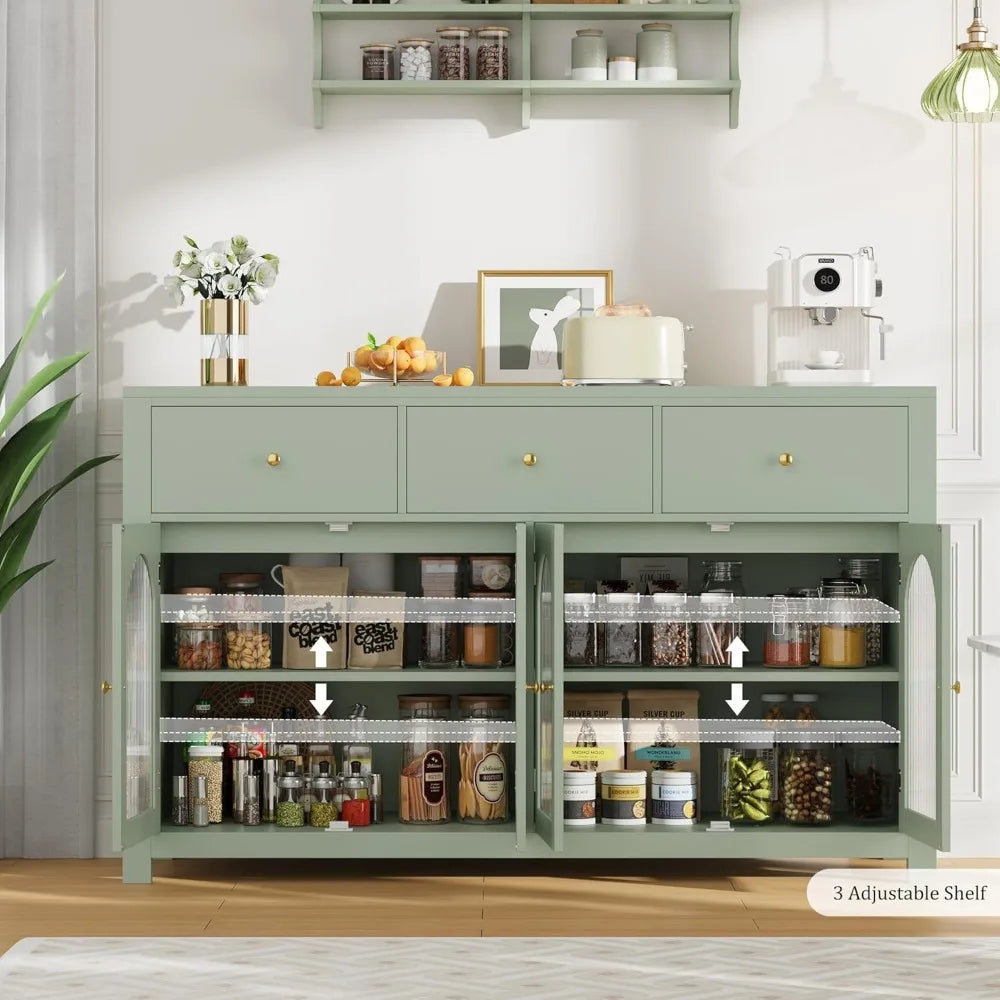 Chengwei Farmhouse Buffet Cabinet With Doors And Drawers