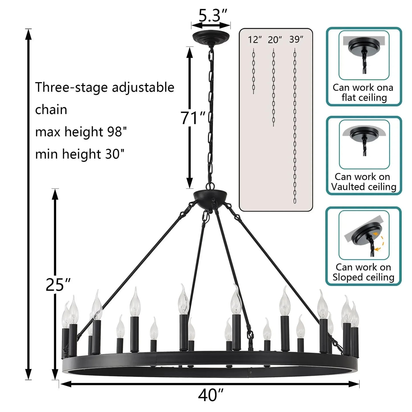CHYMUIO LIGHT Retro Industrial LED Ceiling Chandelier Loft