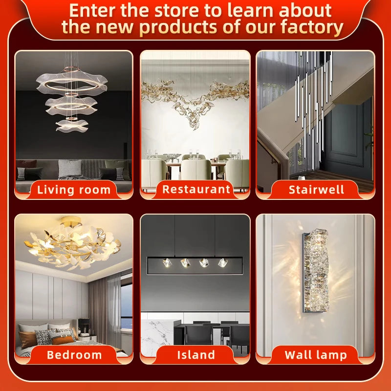 Yingxuan Crystal Pendant Light Chandelier for Living Room