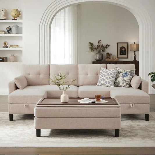 TANGXU Convertible Sectional Sofa Ottoman Coffee Table