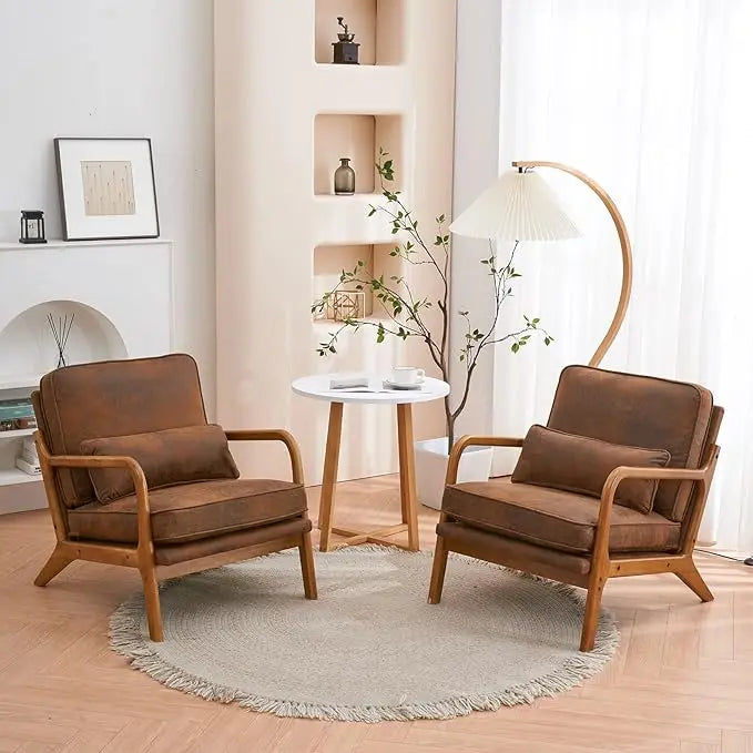 Guangbai Modern Linen Living Room Chairs Set of Two