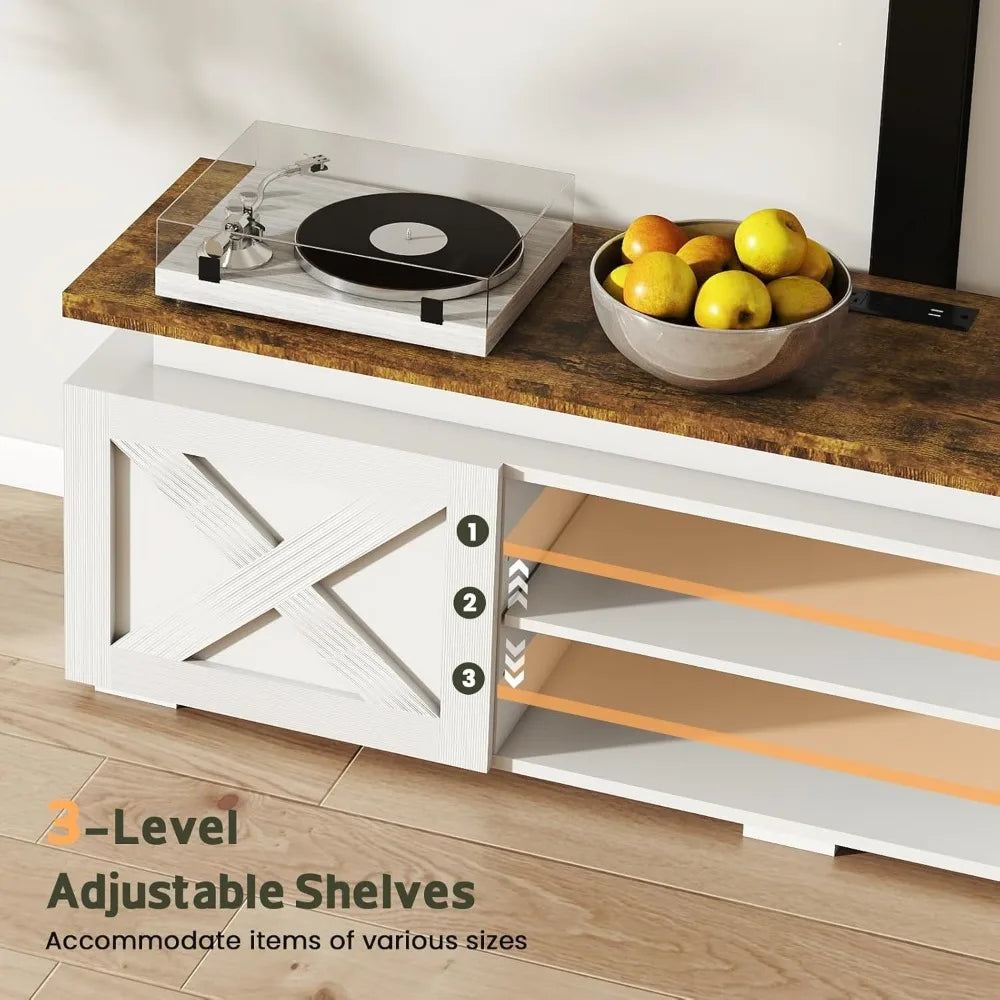 Angduo Farmhouse TV Stand With Mount And Led Light