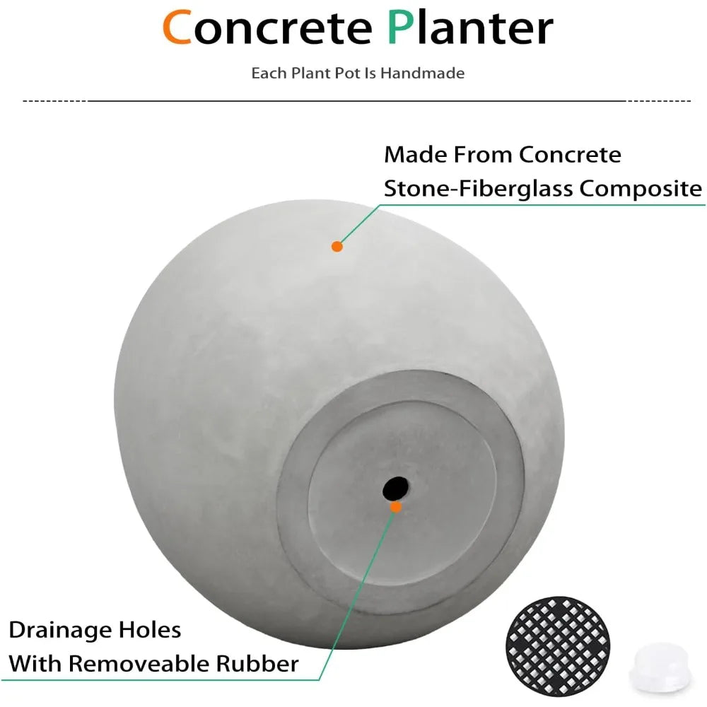 Ball Concrete Planter Indoor Outdoor Cement Plant Pot