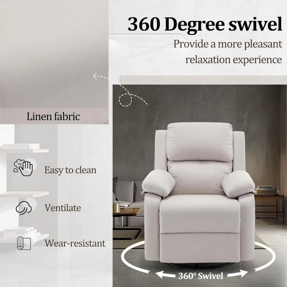 Masterpiece Recliner Chair 360 Swivel Rocker For Small Rooms