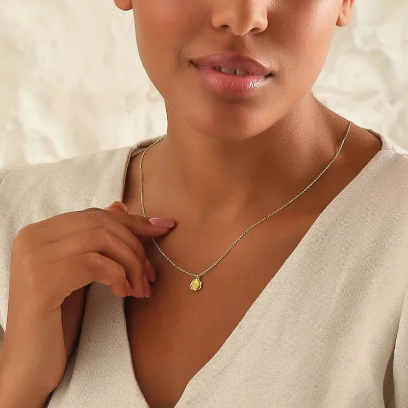 Huitan Opulent Flower Pendant Necklace For Women CZ