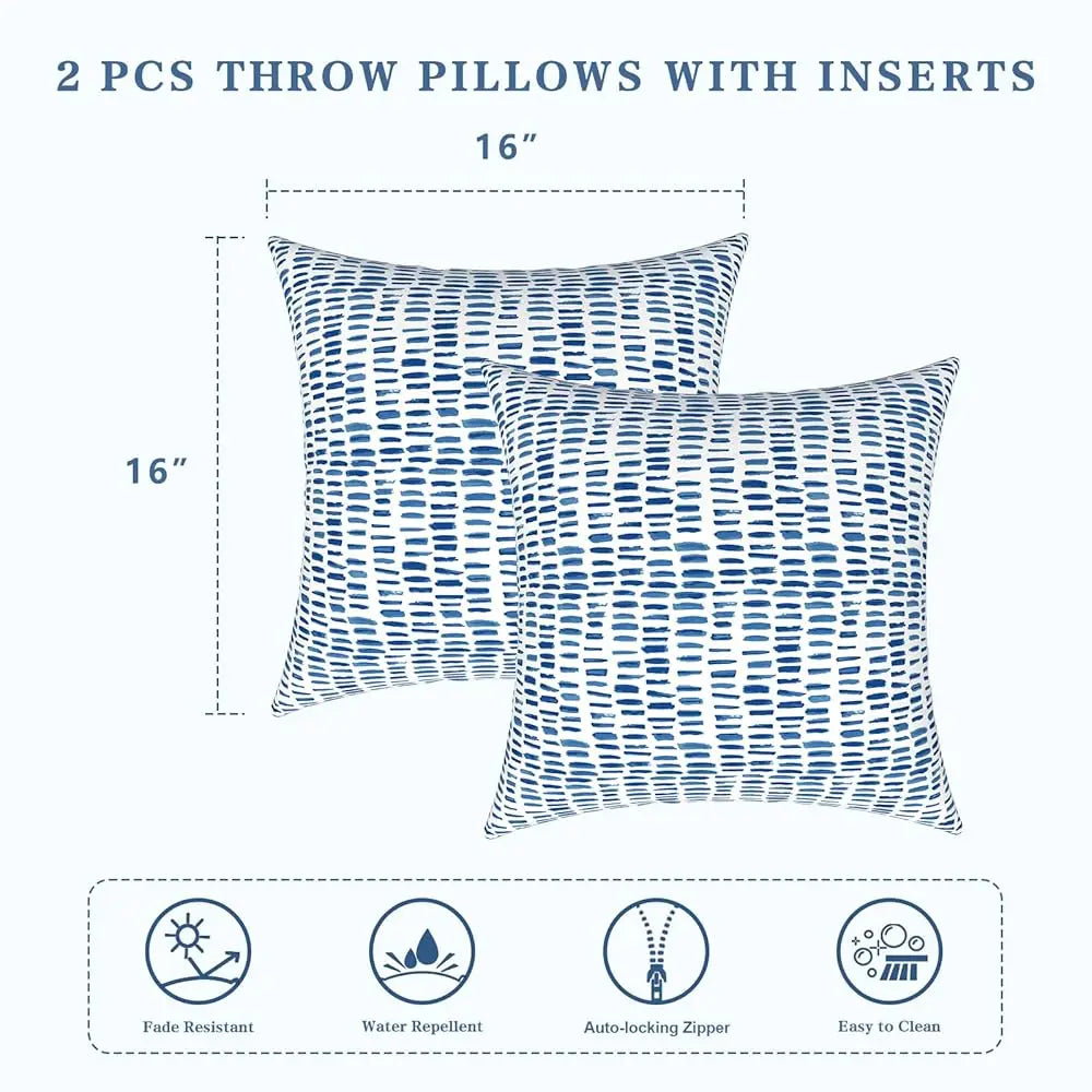 Outdoor Throw Pillows, Decorative Throw Pillows With Inserts, 16""X16"" Square Pillows For Bed, Couch, Sofa And Patio