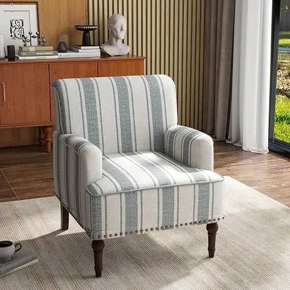 PU Leather Accent Chair, Modern Upholstered Armchair for Living Room, Comfy Arm Chair Single Sofa Reading Seat with Wooden Legs