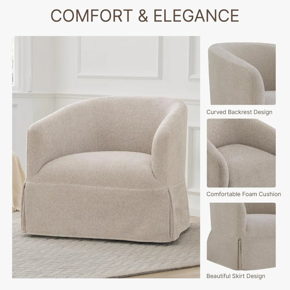 OEING Swivel Chair 360 Degree Upholstered Barrel Armchair
