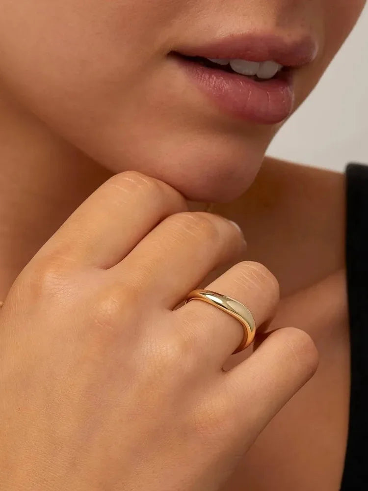 PAVOI 14K Gold Plated Wavy Stackable Ring For Women