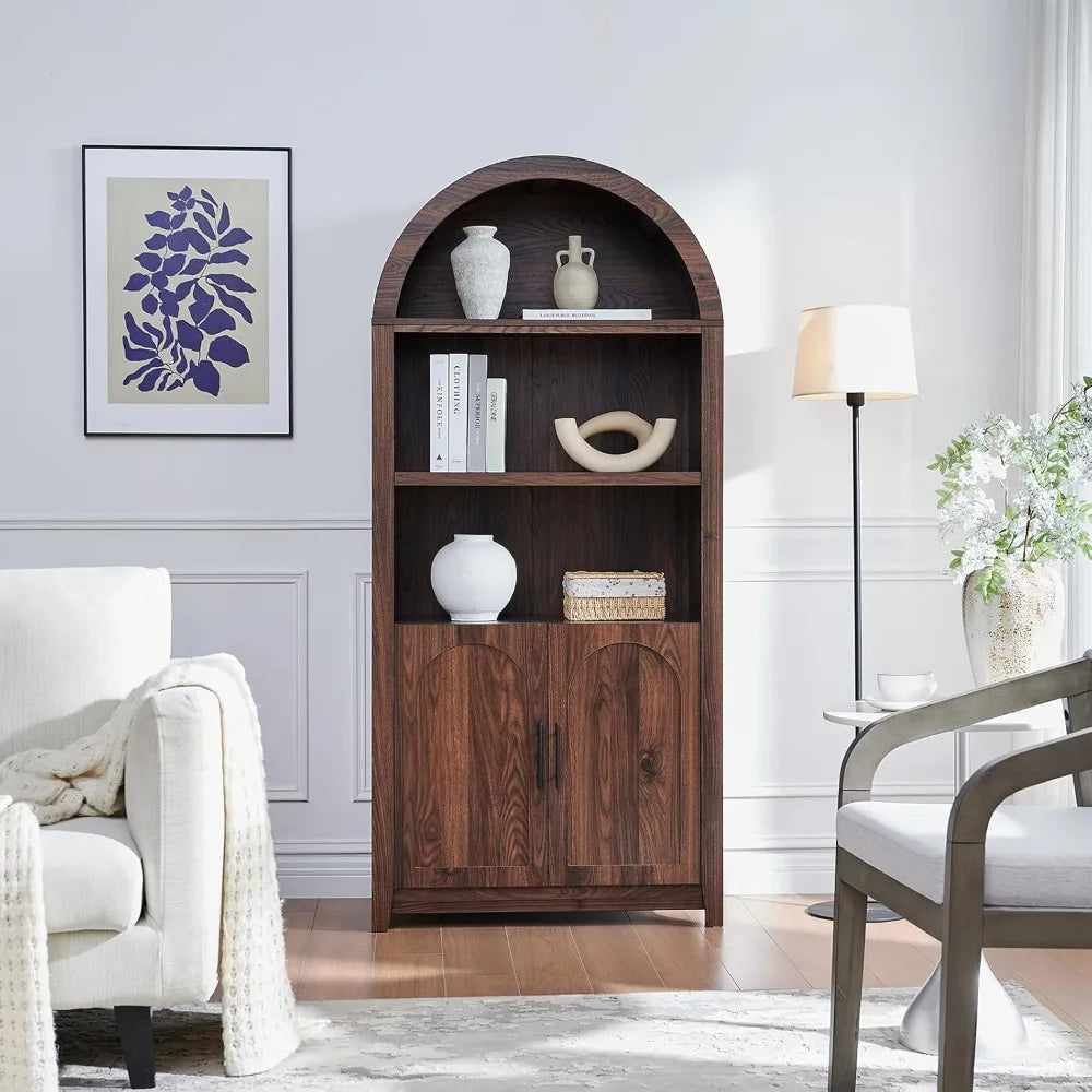 DAFIFY Arched Cabinet Bookshelf Bookcase Open Shelf Storage