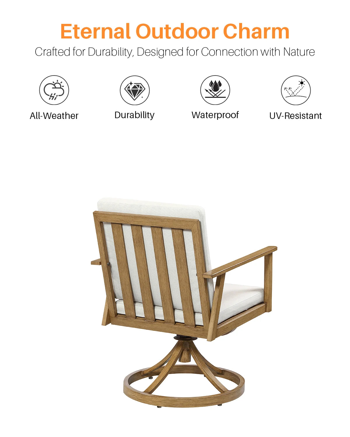 SeeHill Patio Furniture Set Aluminum Dining Swivel Chairs