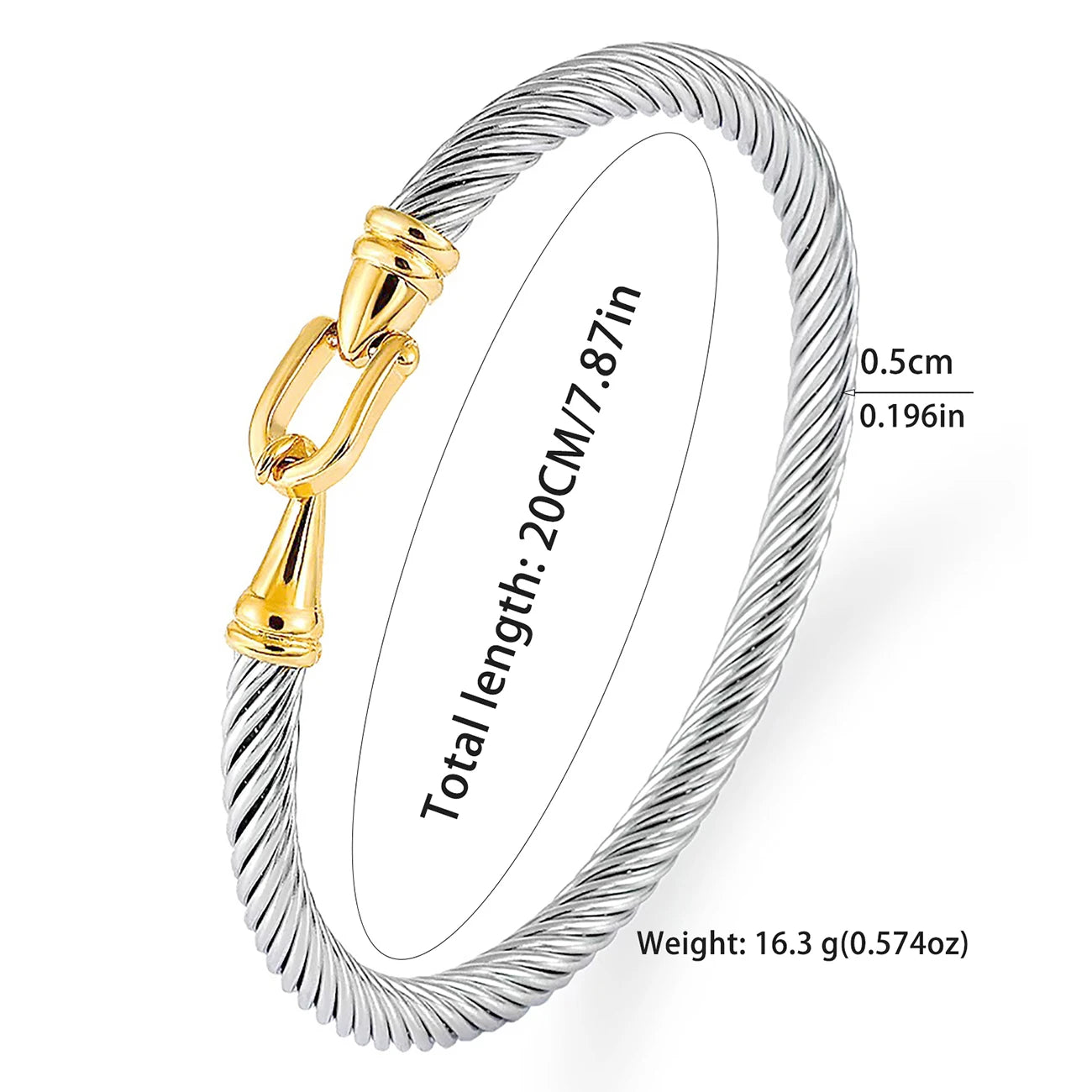 Kabolong Twisted Stainless Steel Cable Bracelet for Women