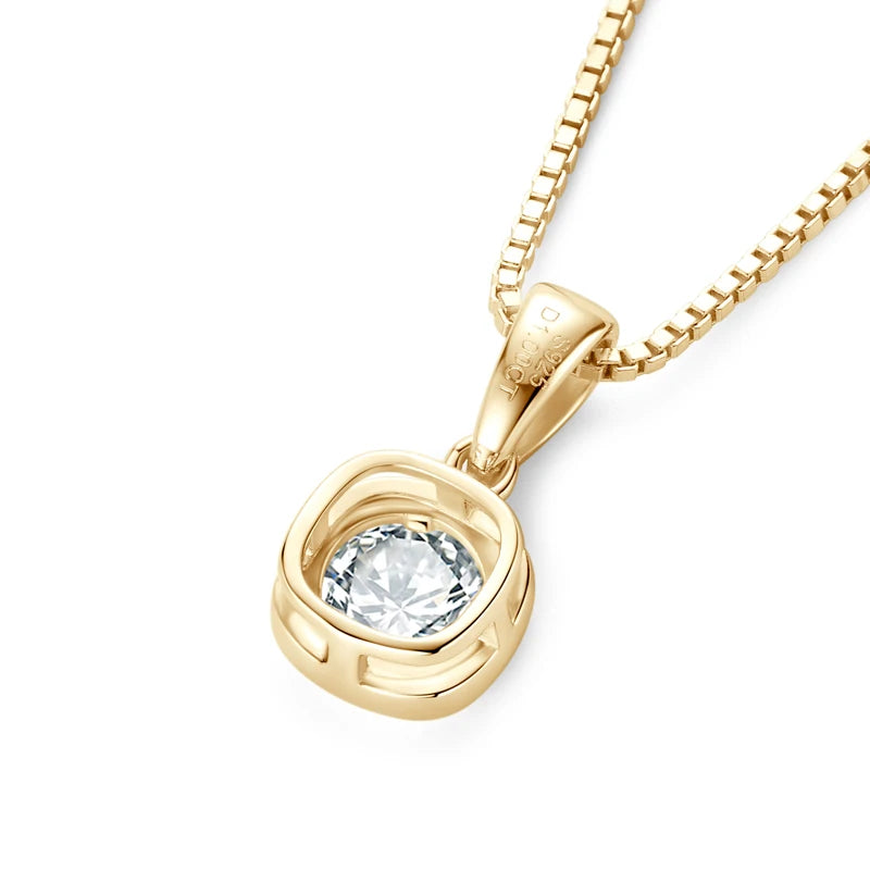 OXTao 1CT Moissanite Pendant Necklace Glittering Lab Diamond for Women Real 925 Silver Birthday Party Jewelry Gift
