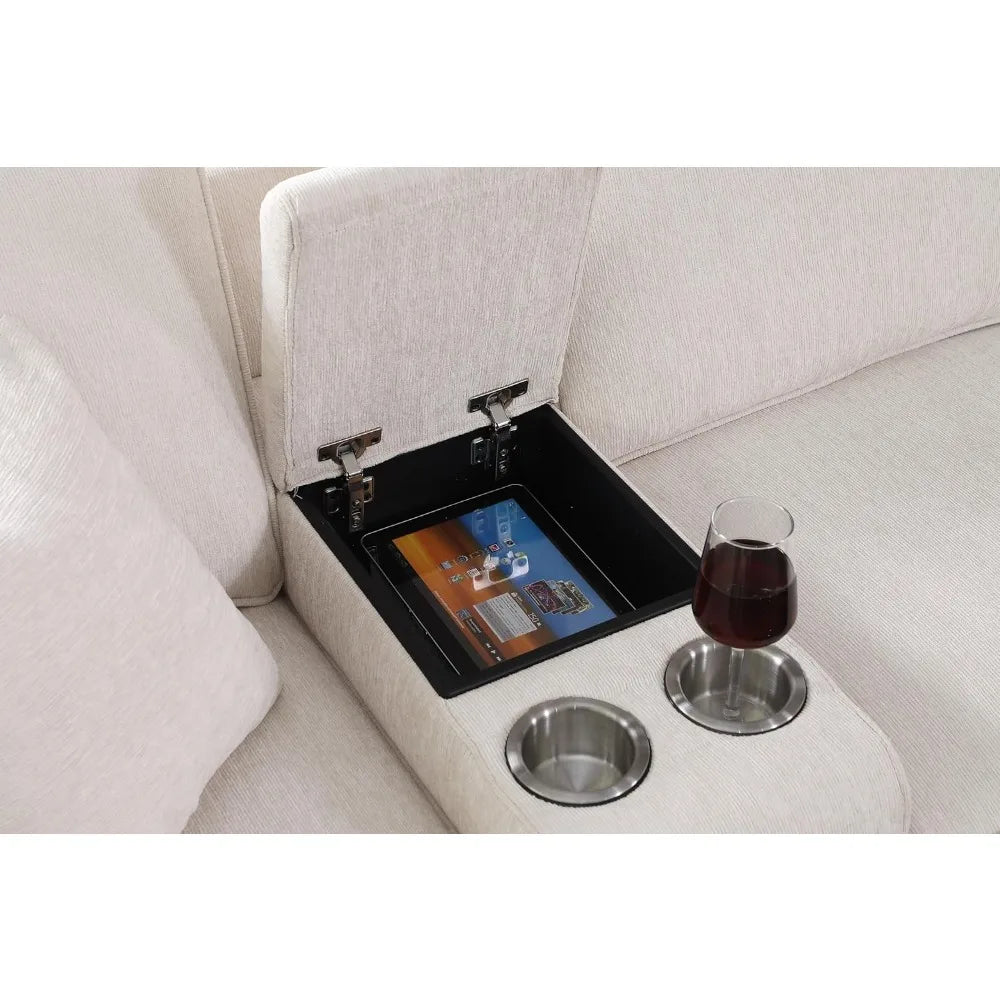 Sichuan Sectional Sofa With Movable Ottoman And Pillows