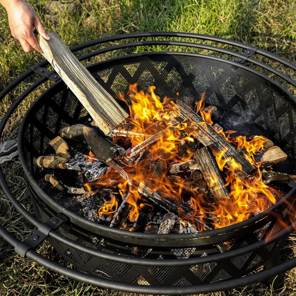 EcoNook WoodBurning Fire Pit Outdoor CrossWeave SparkScreen