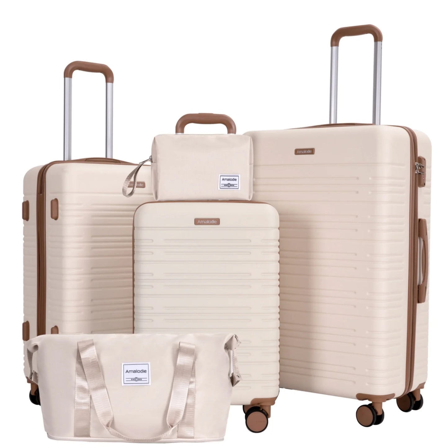Amalodiecn 5 Piece Luggage Set Hardside Spinner TSA Lock