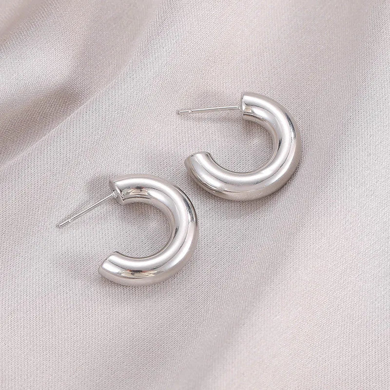 DOREMI 14K Gold Plated Lightweight Chunky Open Hoops | Gold Hoop Earrings for Women