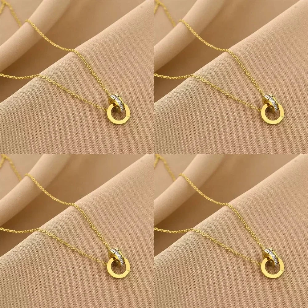 Guangdong Titanium Double Ring Necklace Interlocking Numerals