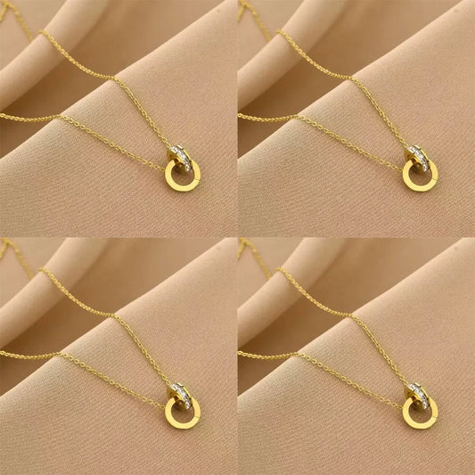 Guangdong Titanium Double Ring Necklace Interlocking Numerals