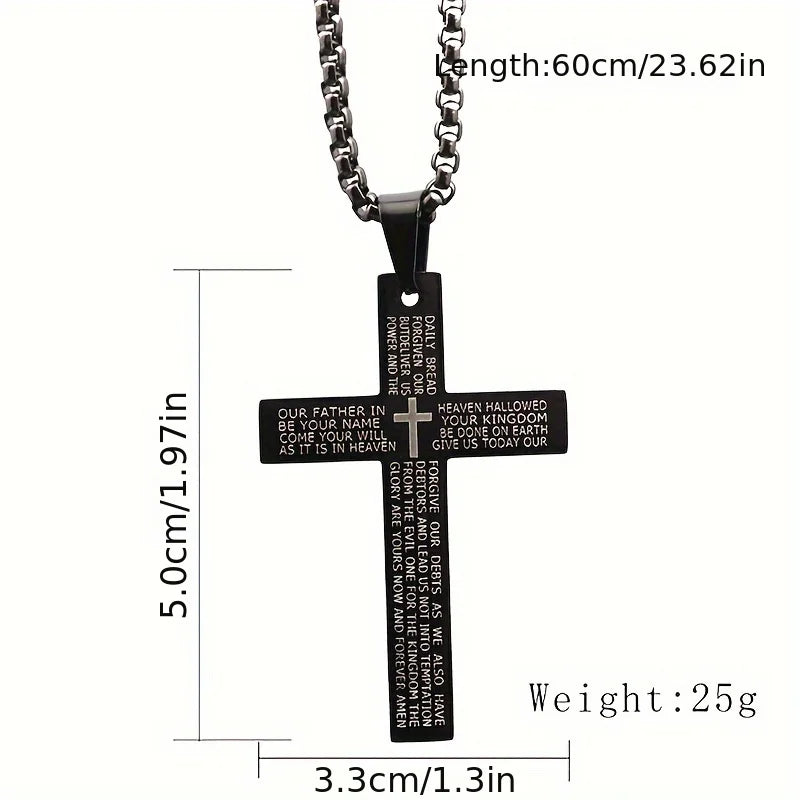 Sweet Blossoms Haven Carved Cross Pendant Titanium Necklace